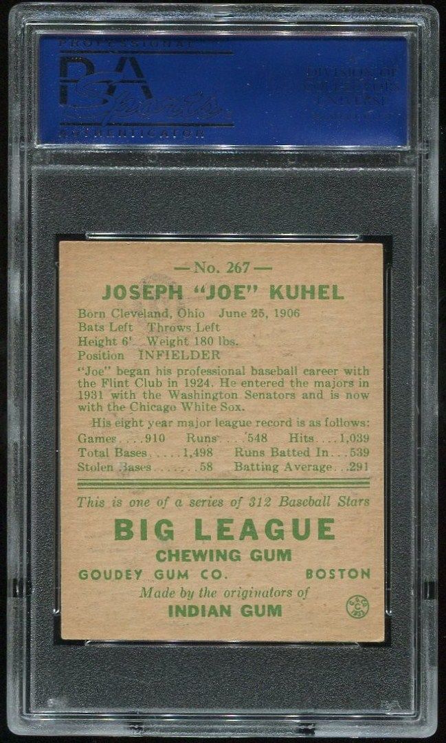 Lot Detail 1938 Goudey 267 Joe Kuhel PSA 5