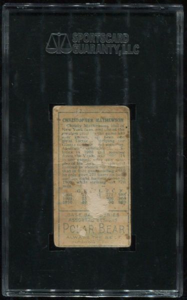 1911 T205 Polar Bear Christy Mathewson SGC 10