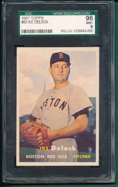 1957 Topps #63 DeLock SGC 96 Mint