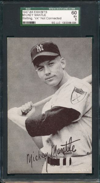 1947-66 Exhibits Mickey Mantle ck Not Connected SGC 60