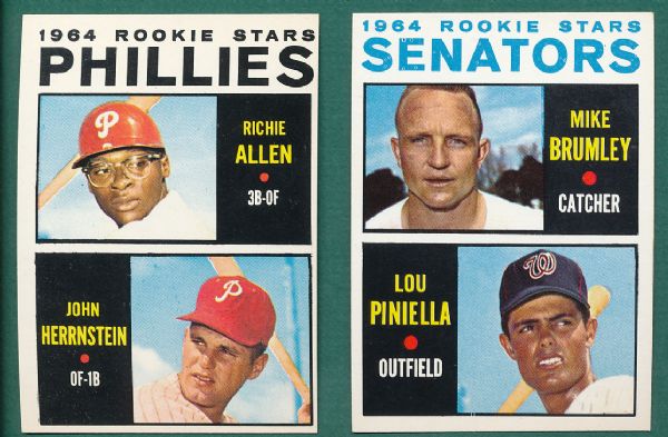 1964 Topps 5 Card Lot of HOFers & Rookies, W/ F. Robinson