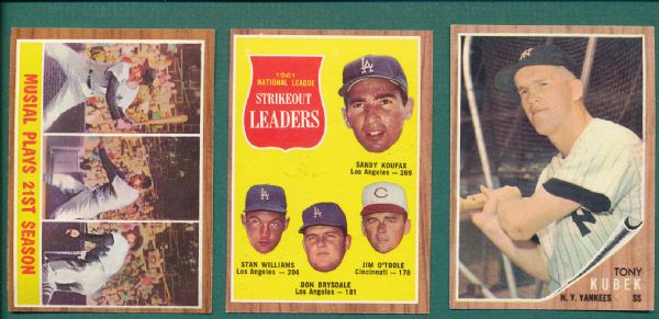 1962 Topps Lot of 285 W/ Musial