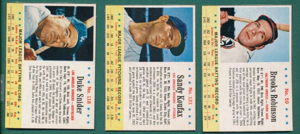 1963 Post (7) Card Lot of HOFers W/Roberto Clemente