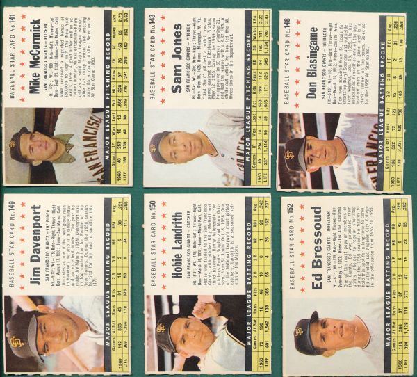 1961 Post San Francisco Giants Team Set (10) W/Willie Mays