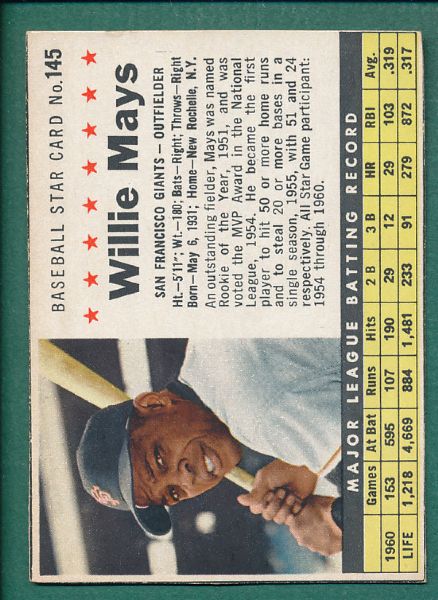 1961 Post #145 Willie Mays & #107 Hank Aaron