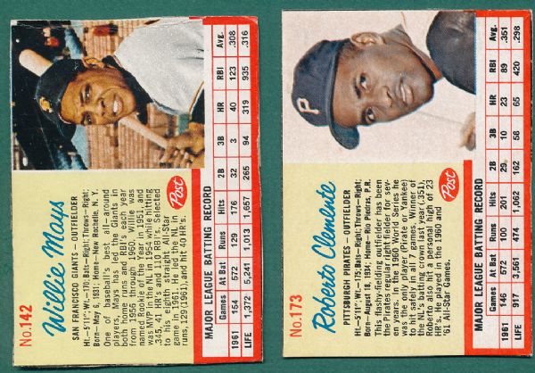 1962 Post (7) Card Lot of HOFers W/Hank Aaron