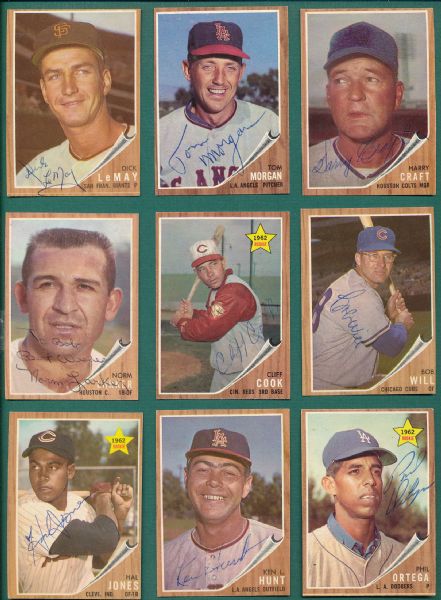 1962 Topps (10) Card Lot of Autographed Cards W/Art Ditmar