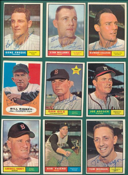 1961 Topps (12) Card Lot of Autographed Cards W/Dick Brown