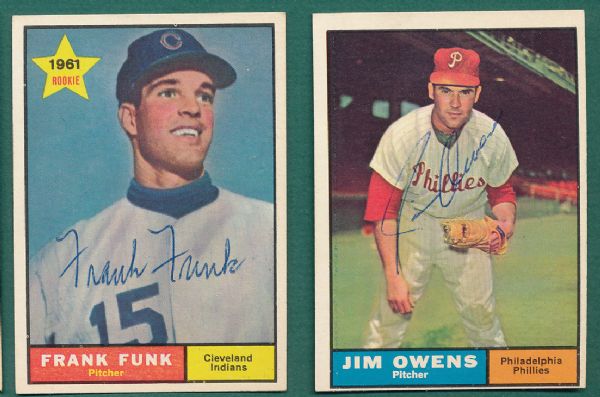 1961 Topps (12) Card Lot of Autographed Cards W/Winston Brown