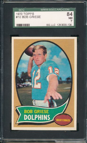 1970 Topps FB 6 Card Lot W/ Bob Griese SGC 84 & 86