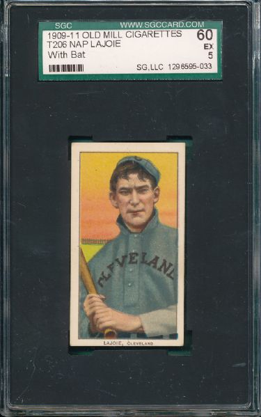 1909-1911 T206 Lajoie Old Mill Cigarettes SGC 60 *Only One Graded Higher*