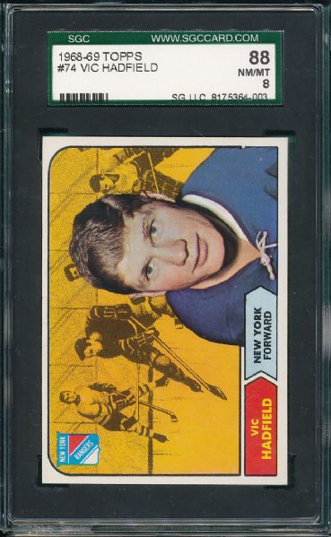 1968-69 Topps Hockey 4 Card Lot SGC 88, 84 & PSA 7.5
