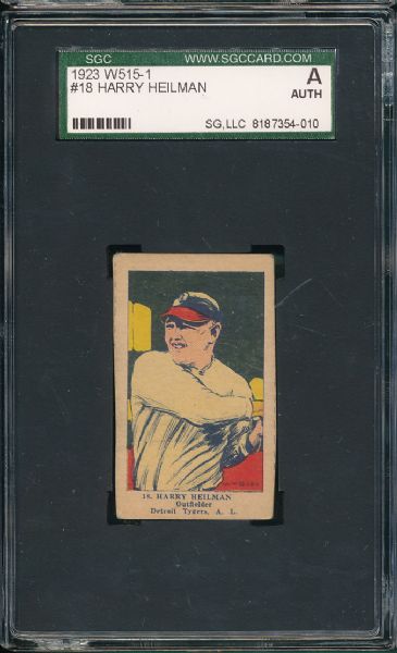 1923 W515-1 #18 Harry Heilman SGC A
