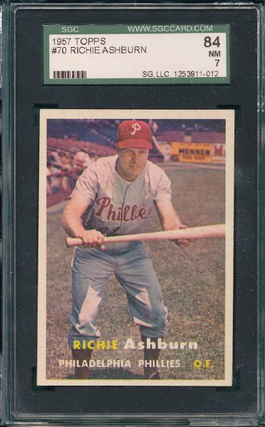 1957 Topps #070 Richie Ashburn SGC 84