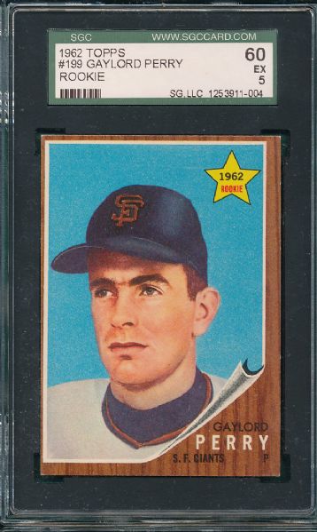 1962 Topps #199 Gaylord Perry SGC 60 *Rookie*