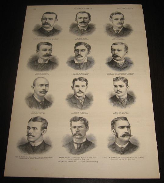 1885 Harpers Weekly Woodcut Depicting (6) Hall of Famers