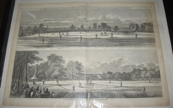1859 Harpers Weekly  Depicting A Baseball Match at the Elysian Fields, Hoboken