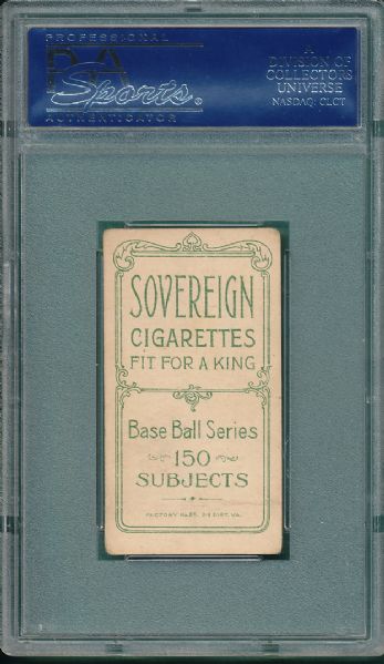 1909-1911 T206 Shaw, Al, Sovereign Cigarettes PSA 3