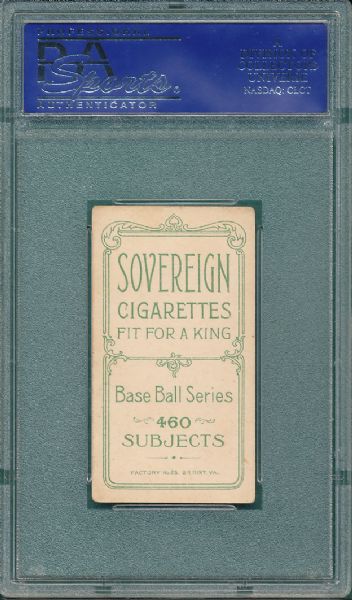 1909-1911 T206 Schlei, Batting, Sovereign Cigarettes 460 Series PSA 4