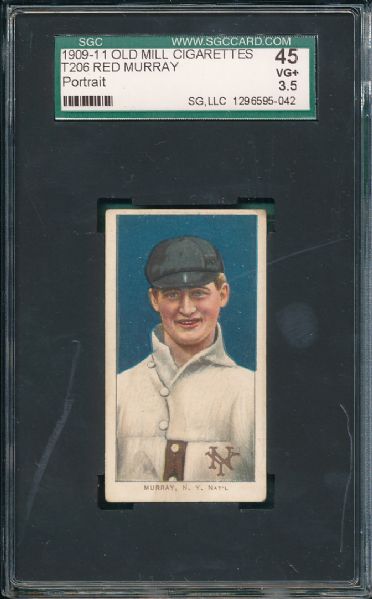 1909-1911 T206 Murray, Portrait, Old Mill Cigarettes SGC 45 *Highest Graded, Low Pop*