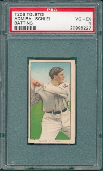1909-1911 T206 Schlei, Batting, Tolstoi Cigarettes PSA 4 *Only One Graded Higher*