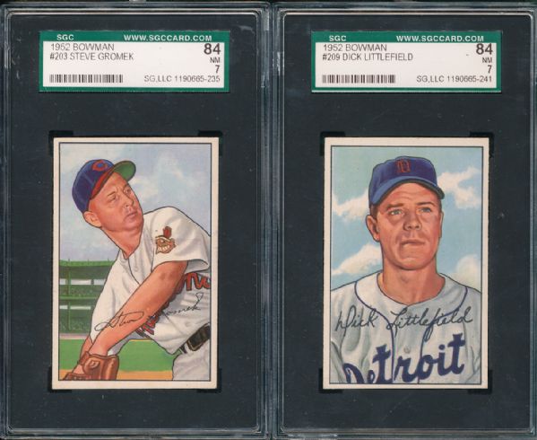 1952 Bowman (4) Card Lot SGC 84
