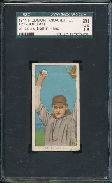 1909-1911 T206 (2) Card Piedmont Cigarettes Lot SGC 20