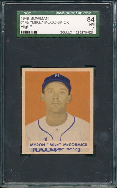 1949 Bowman #146 Mike McCormick SGC 84 *High Number*