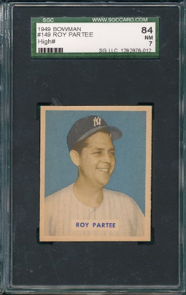 1949 Bowman #149 Roy Partee SGC 84 *High Number*