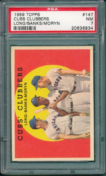 1959 Topps #147 Cubs Clubbers W/Banks PSA 7