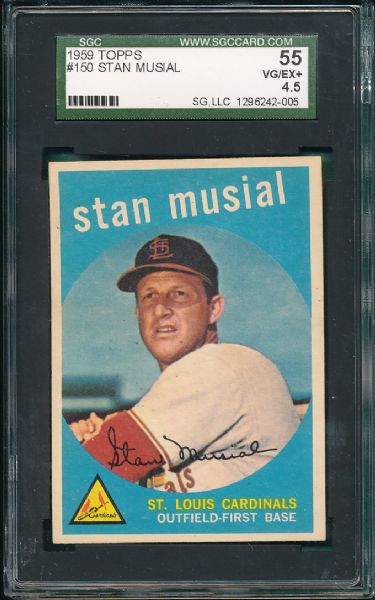 1959 Topps #150 Stan Musial SGC 55