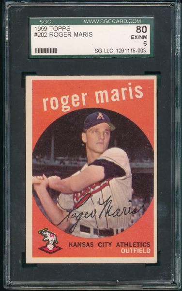 1959 Topps #202 Roger Maris SGC 80