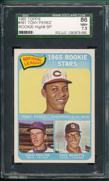 1965 Topps #581 Tony Perez *Rookie* SGC 86 *High #, SP *