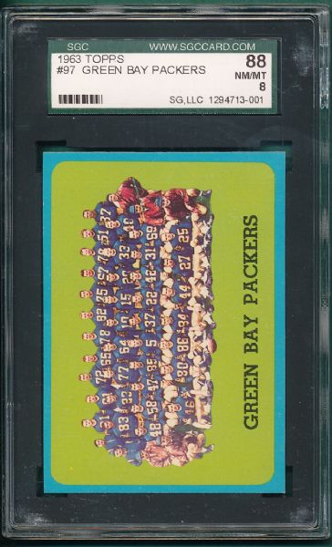 1963 Topps FB #97 Packers Team SGC 88