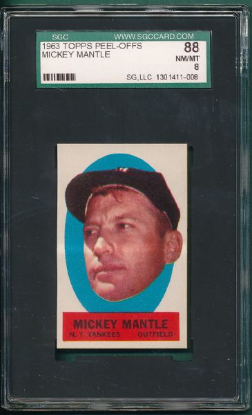 1963 Topps Peel-Offs Mickey Mantle SGC 88