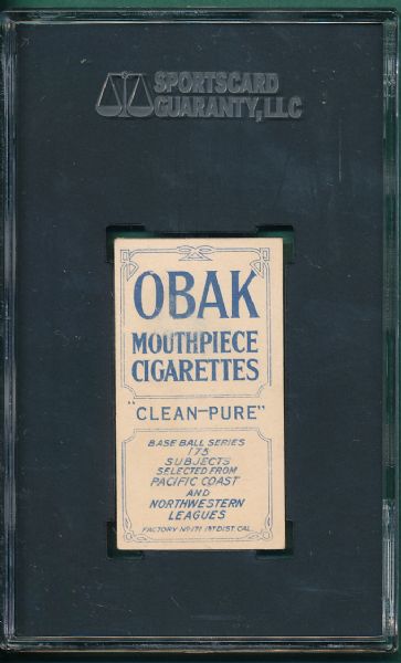 1910 T212 Rapps Obak Cigarettes  SGC 20  *Wet Sheet Transfer*