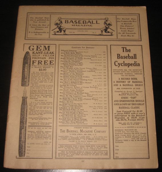 1934 Baseball Magazine Lot of (5)