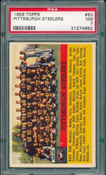 1956 Topps FB #63 Pittsburgh Steelers PSA 7