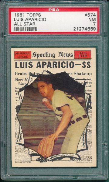 1961 Topps #574 Luis Aparicio A S,  PSA 7 *High #*