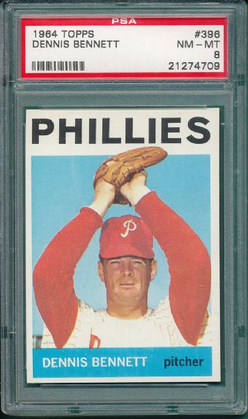 1964 Topps Philadelphia Phillies (2) Card Lot PSA 8
