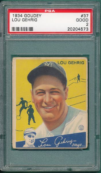 1934 Goudey #37 Lou Gehrig PSA 2