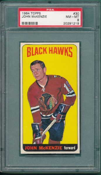 1964 Topps Hockey #30 John McKenzie PSA 8