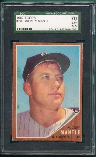 1962 Topps #200 Mickey Mantle SGC 70