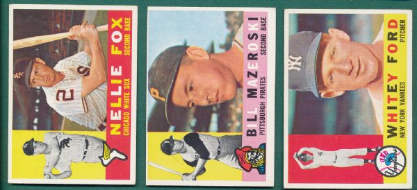 1960 Topps (7) Card Lot of HOFers W/Mantle