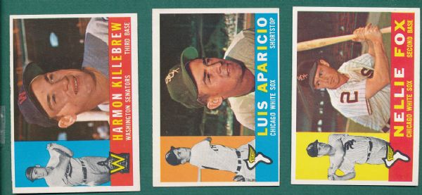 1960 Topps (4) Card Lot of HOFers W/Gibson