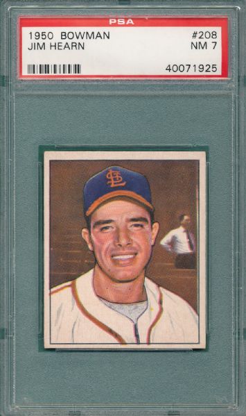 1950 Bowman #208 Jim Hearn PSA 7 