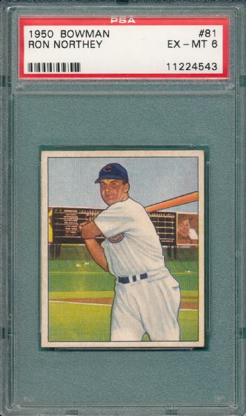 1950 Bowman #81 Northey & #121 Sminick, 2 Card Lot, PSA 6