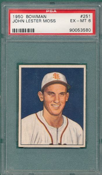 1950 Bowman #245 Papai and #251 Moss, 2 Card Lot, PSA 6
