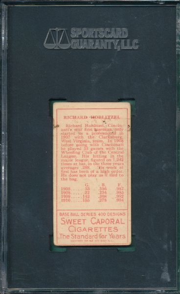 1911 T205 Hoblitzel, Name Incorrect, No Cin., Sweet Caporal Cigarettes SGC 40