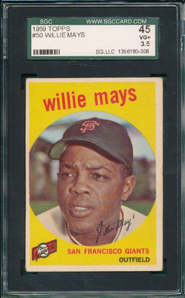 1959 Topps #50 Willie Mays SGC 45